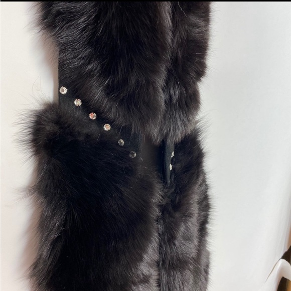Vintage Couture • REAL Black Fox Fur Stole / Scarf - Picture 4 of 8